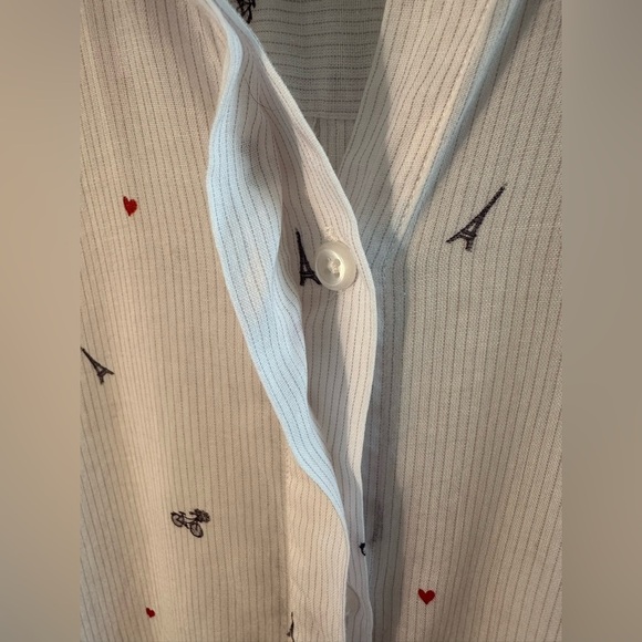 RAILS XS Taylor Little Paris Motif White Pinstripe Eiffel Tower Bicycle Whimsy - Picture 5 of 14